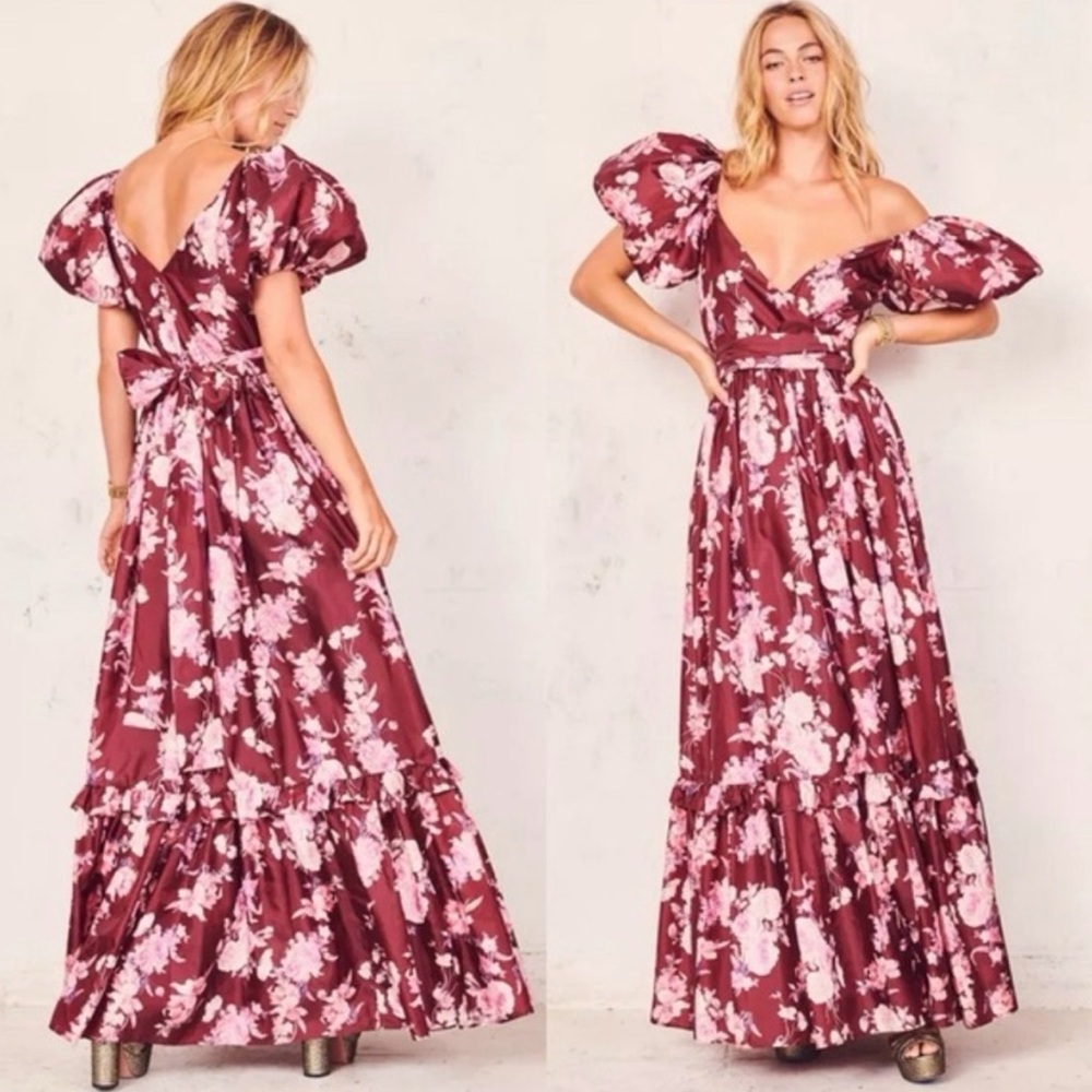 LoveShackFancy Ida Floral Puff-Sleeve Long Dress size 4